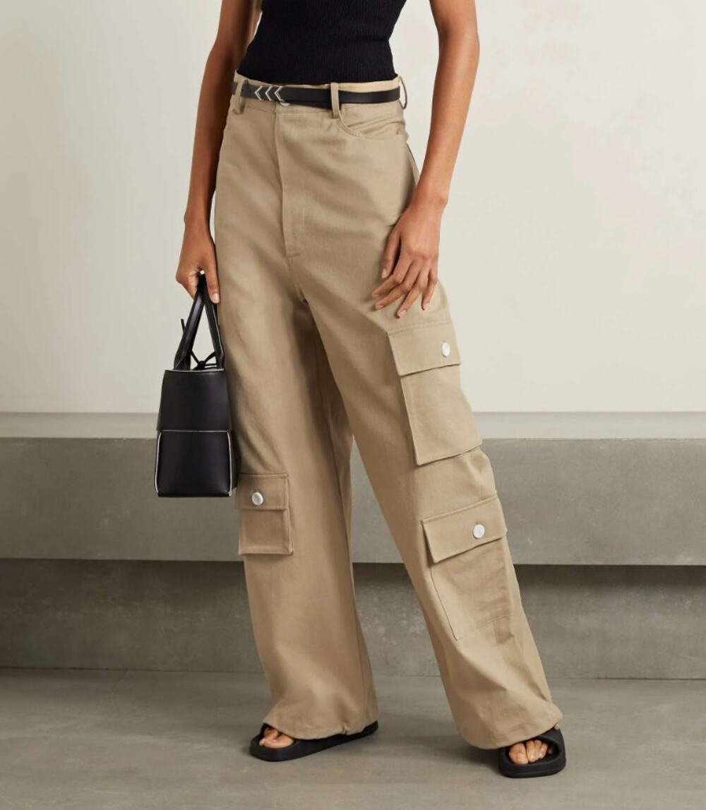 The Frankie Shop Hailey Cotton Twill Cargo Baggy Pants Size M